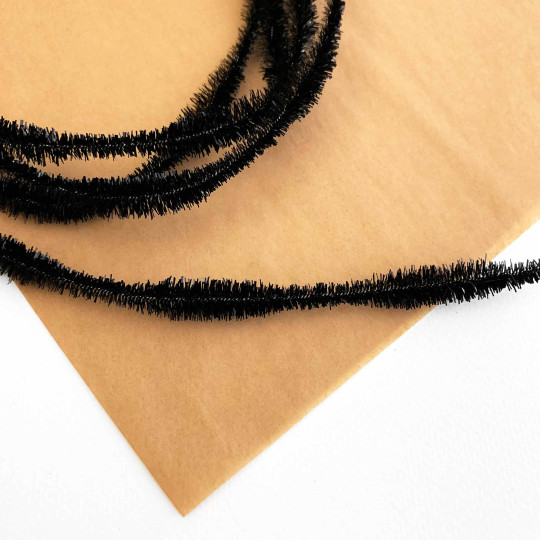 Metallic Black Petite 2-1/2" Bump Chenille for Beards and Arms ~ Pre-cut 2 yds. (30 bumps)